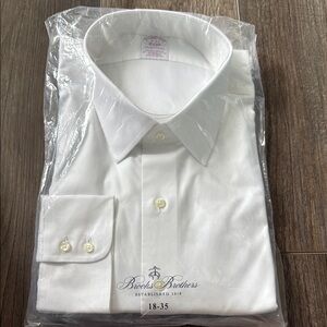 Brooks Brothers White Dress Shirt Classic Cotton - Traditional Fit